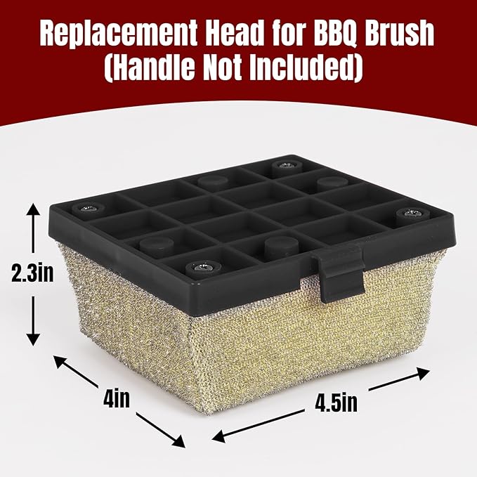 SHINESTAR Grilling Brush Bristle Free Replacement Head (No Handle) – BBQ Cleaning Head for Cast Iron & Stainless Steel Grates, Compatible with Outdoor Grill Brush, Black