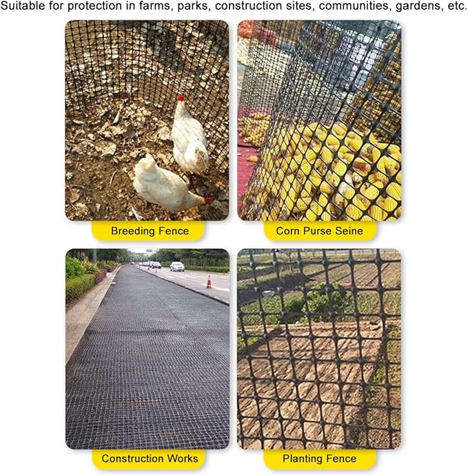 Plastic Garden Fence Animal Barrier,3.28 x 66 FT Heavy Duty Hard Plastic Mesh Fencing,Reusable Safety Temporary Fence Roll with Zip Ties,Snow Fence for Pool Deer Rabbit Chicken Dog Poultry-Black