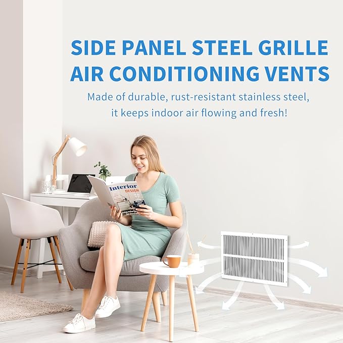 16x10 Return Air Grille (Duct Opening Size), Air Return Vent Cover, AC Vent Cover, Cold Air Return Vent Cover, Flat Return Air Grilles, Outer Dimensions:17.75"W x 11.75"H (16"Wx10"H, Duct Opening)