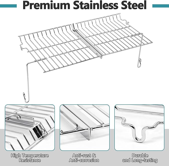 Criditpid Grill Replacement Parts for Chargriller 5050, 5650, 3001, 5072, 3008, Grill Grates, Heat Plate Tent, Burners, Hanger Bracket, Igniter and Warming Rack for Char Griller 5650 Replacement Parts