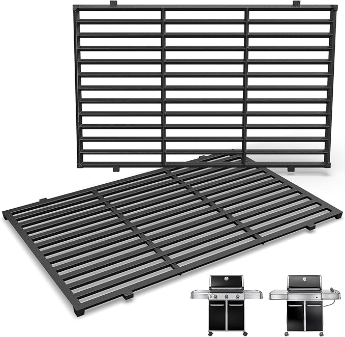 QuliMetal 19.5" Grill Grates for Weber Genesis 300 Series, Genesis E310 E320 E330 S310 S320 S330, Replacement Parts for Weber 7524,7528, Cast Iron Grill Grates