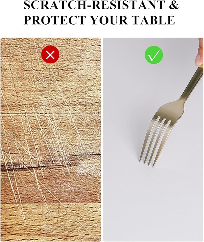 Pure White Plastic Table Cover Protector, 36" x 72" Waterproof Easy Flat PVC Desk Pad Mat, 1.5mm Thick Rectangle Vinyl Table Top Protector for Dining Room Table, Office, Dresser