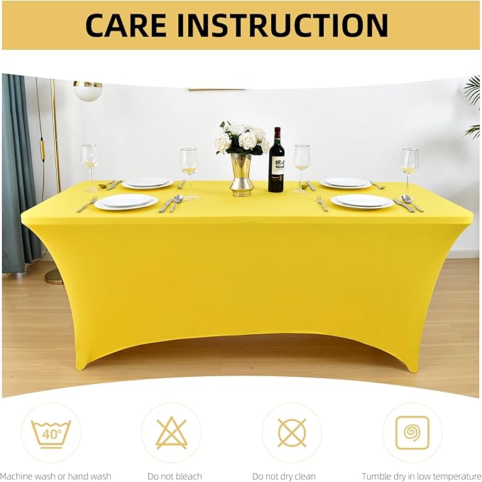 2-Pack 4ft Spandex Table Covers for Rectangular Folding Tables - Wrinkle Resistant Stretch Tight Table Cloths - Ultimate Fitted Table Protector for Parties, Banquet, and Wedding