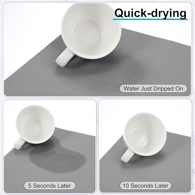 uxcell Silicone Mats for Kitchen Counter, 15.7" x 11.8" Non-Slip Countertop Protector Mat Heat Resistant Coffee Mat Waterproof Table Placemat, Gray
