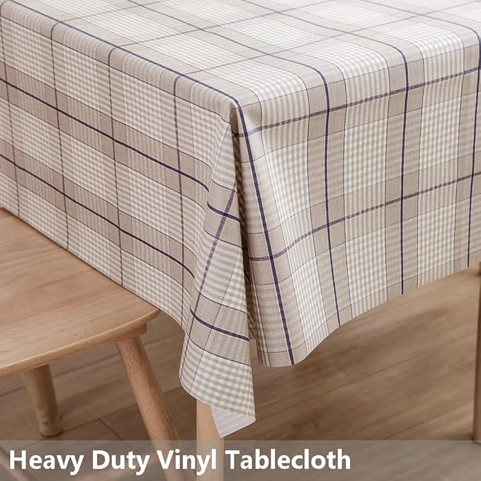 TruDelve Heavy Duty Vinyl Table Cloth for Kitchen Dining Tables Wipeable PVC Tablecloth for Rectangle Table (54'' x 108'', Lattice-3)