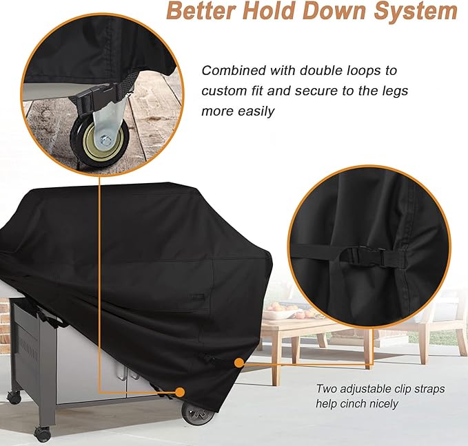 NettyPro Grill Cover for Outdoor Grill 72 inch Waterproof Heavy Duty Gas BBQ Grill Cover for Outside Weber, Char-Broil, Brinkmann, Jenn Air, Nexgrill 3-5 Burners Barbecue, Black