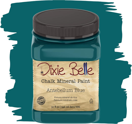 Dixie Belle Paint Company Chalk Finish Furniture Paint - Antebellum Blue (32oz) - Matte Dark Teal Chic Chalk Mineral DIY Furniture Paint