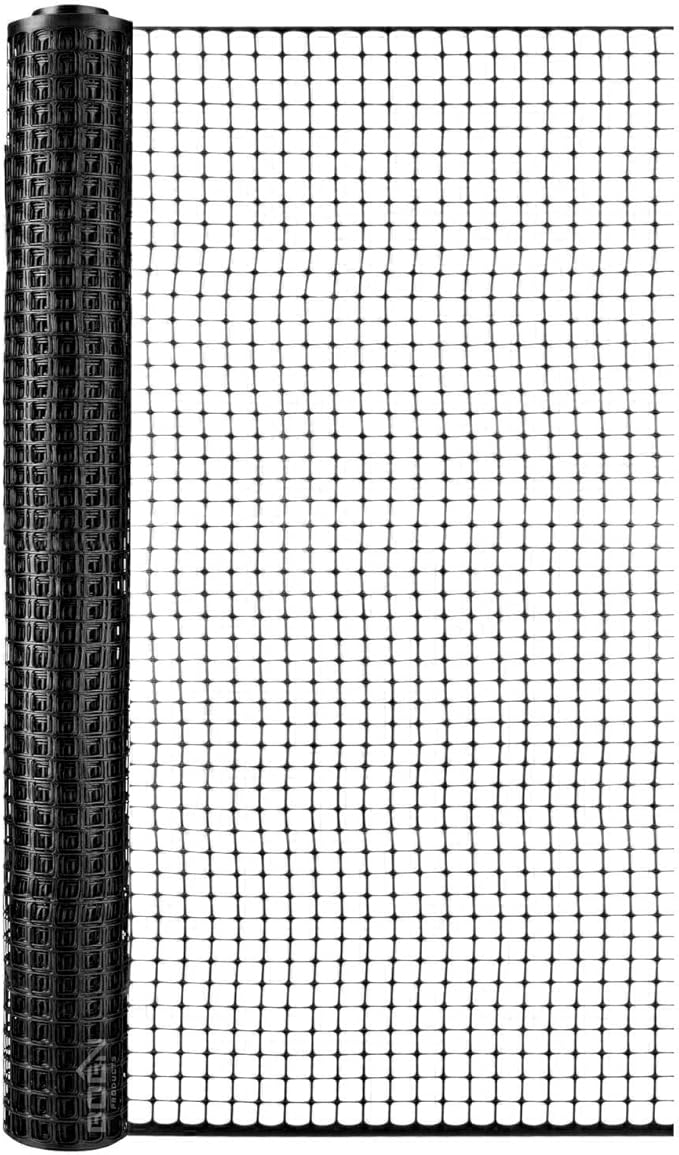 BOEN Garden Fence Temporary Barrier Outdoor Fence for Dog, Rabbit or Deer, Garden Netting Plastic Mesh Plant Protection (4' x 100', Black)
