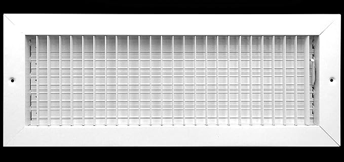 18"w X 6"h Adjustable AIR Supply Diffuser - HVAC Vent Cover Sidewall or Ceiling - Grille Register - High Airflow - White [Outer Dimensions: 19.75"w X 7.75"h]