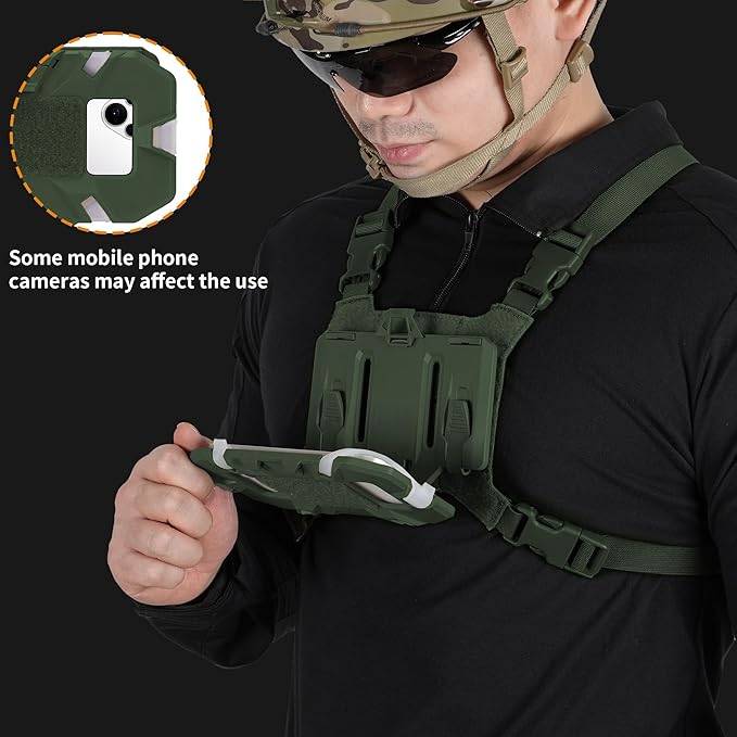 Tactical Molle Phone Holder for Plate Carrier Vest, Quick Release & Adjustable Phone Mount, Compatible with 4.7-6.7 inch Smart Phones, Durable Tactical Accessories for Outdoor Enthusiasts