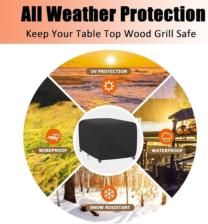 Tabletop Grill Cover for Pit Boss 10697, Waterproof Wood Pellet Smoker Cover for Pitboss 10697 Table Top Wood Grill, Outdoor Grill Accessories for Pit Boss Portable 150 Pellet Grill 24 inch