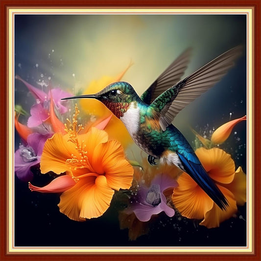 Artvxeay Cross Stitch Kits Stamped Full Range of Embroidery Kits for Beginners Adults 11CT Pattern Stitch Embroidery Kits Needlepoint Kits DIY- (Hummingbirds Gather Honey 18x18 inch)