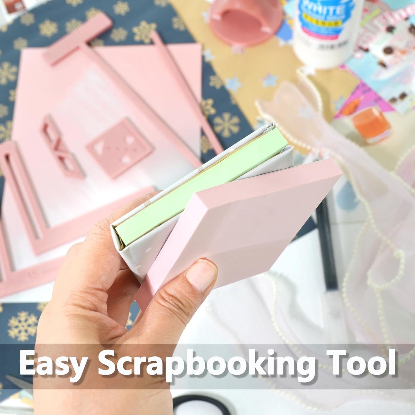 UPTTHOW 6Pcs Bookbinding Easy Scrapbooking Tool for Starter, Complete Great Stencils and Cutter Guide Kit Can Be Made into Notebook Calender Junk Journal Handbook