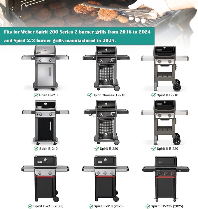 Full-Size Griddle Inserts for Weber Spirit 200 Series, Flat Top Grill Griddle for Weber GS4 Spirit I & II E-210 E-220 S-210 S-220 Gas Grill, Rectangular Griddle Replace for 7637 Grate