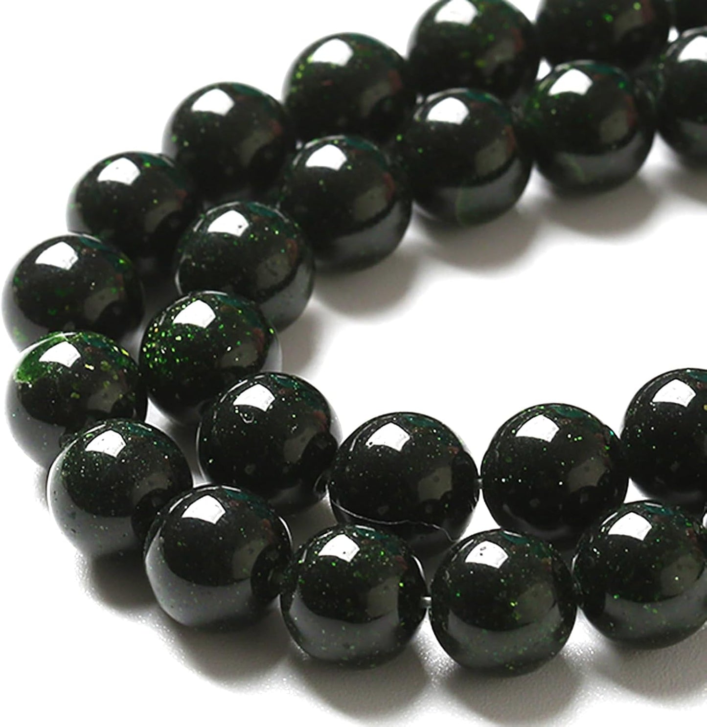 10MM 72pcs Natural Green Sandstone Energy Healing Beads Round Loose Beads for Jewelry Making Bracelet 2 Strands 32"