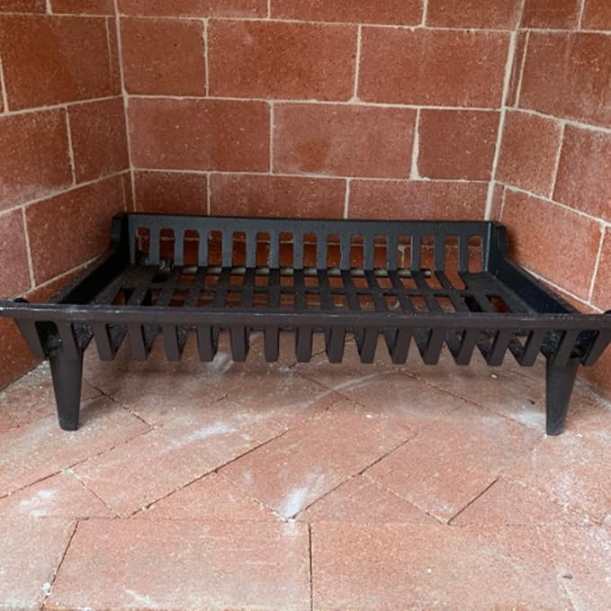 24 inch Fireplace Grate Heavy Duty, Cast Iron Fire Grate - 24" W x 15" D x 7" H