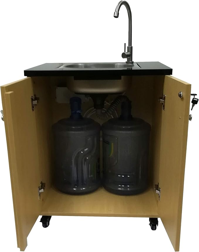 FixtureDisplays® Portable Sink Self Contained Hand Wash Station Mobile Sink Water Fountain Portable Sink Water Supply w/Pump 110V Power Caulk All Places to Water Proof 18536NEW