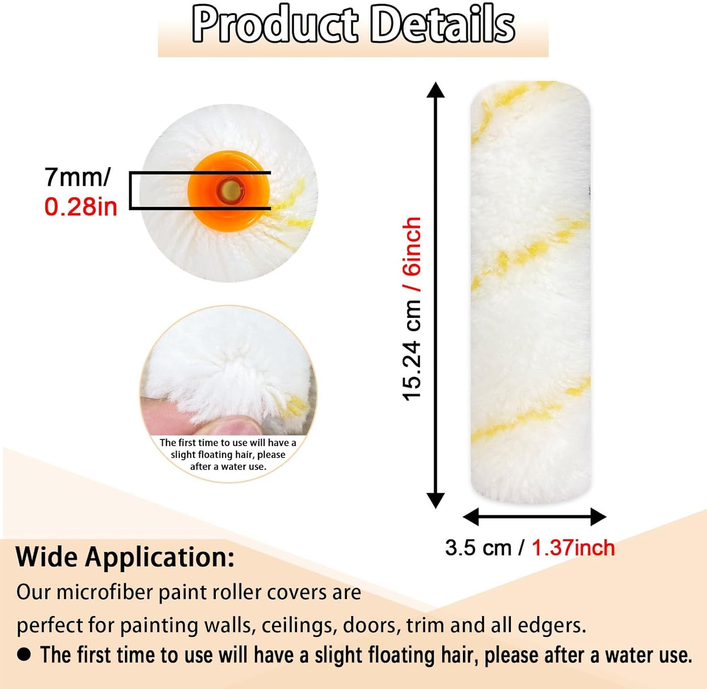 20 Pieces Paint Roller Cover, 6 inch Microfiber Roller Covers, Washable Covers for Roller Frame, House Painting Supplies, Naps for Paint Roller Brush for Painting Walls Ceilings