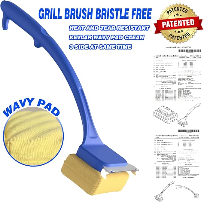 Grill Brush, Bristle Free Grill Cleaning Brush with Scraper, BBQ Grill Cleaner for Weber Grill, Grilling Gifts for Men/Dad/Husband