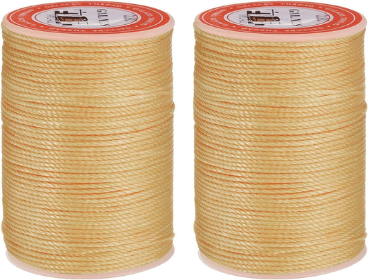 uxcell Round Leather Sewing Waxed Thread, 55m / 60 Yards Polyester Wax String, 0.80mm Wax Stitching Cord for Leather Crafts, Bookbinding, Bracelets Braided, Pale Cream, 2pcs