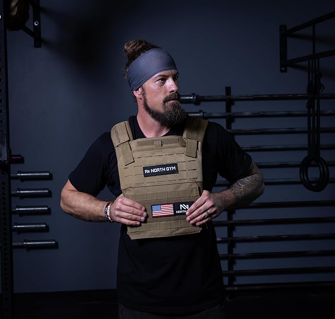 Northgym Adjustable Weighted Vest/Incl. 3D Weight Plates in 14lbs / 20lbs/ 30lbs/ 42.5lbs - Optimized Weight Distribution and with Curved Plates for Running, Functional Training and Working Out