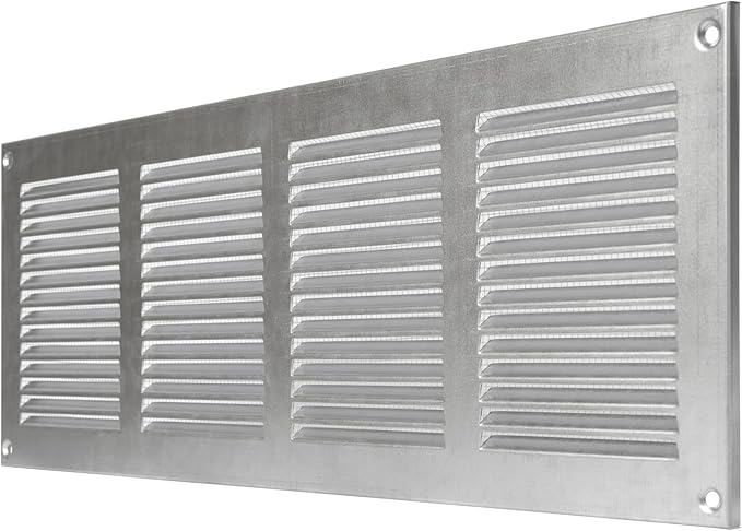 Repa Market Air Vent Cover 16x6 Inch (Outer Dimensions) Galvanized Steel Louvered Grill Cover with Mesh Screen/Wall or Ceiling Vent/HVAC Register for Indoor and Outdoor Ventilation