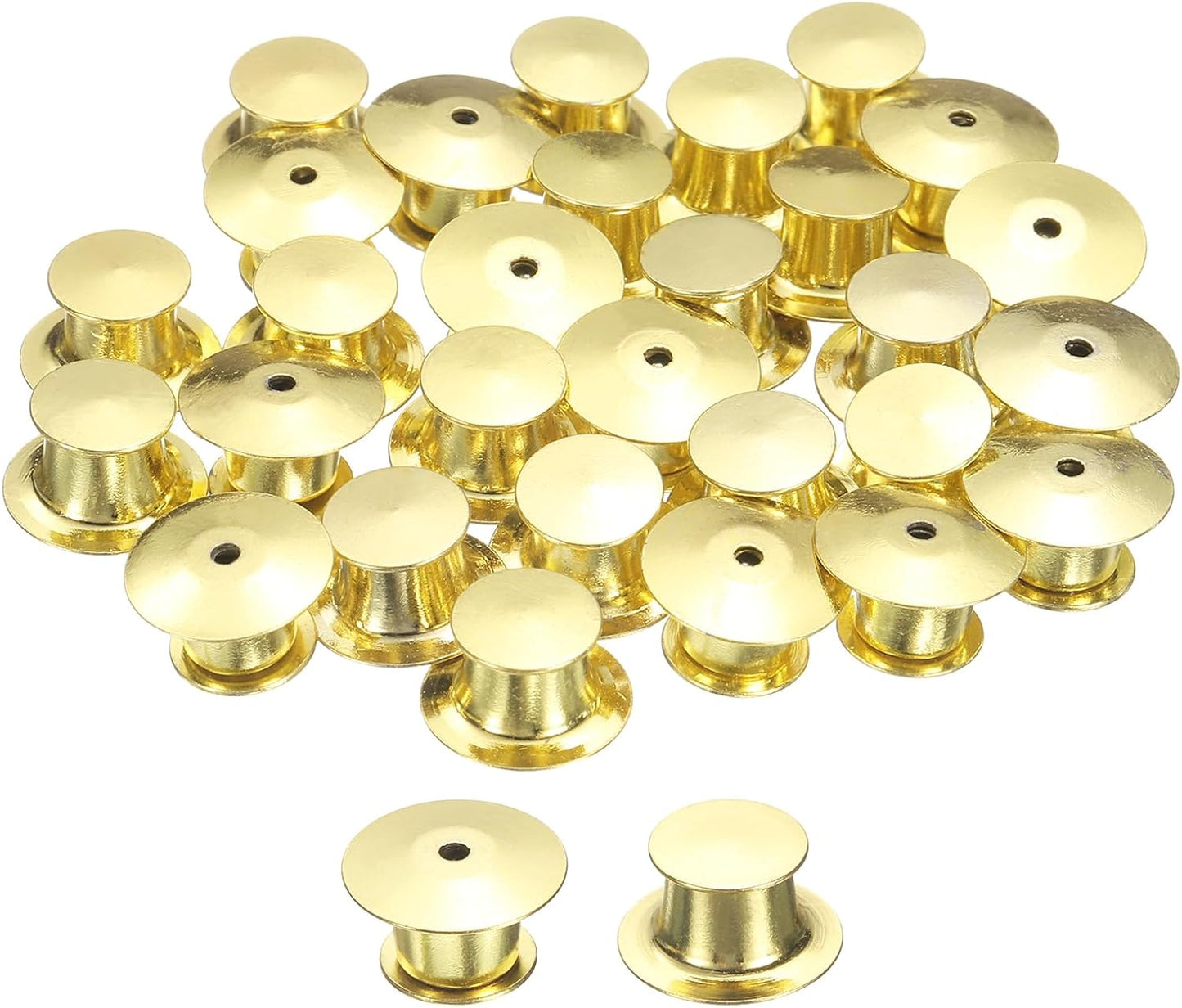 uxcell 30Pcs Metal Locking Pin Backs, Pin Keepers Locking Clasp Flat Head Clamp Needle Back Lock for DIY Brooch Crafts Badges Enamel Lapel, Gold