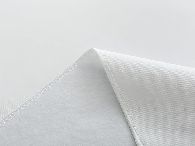 LIBERECOO Vinyl Tablecloth with Flannel Backing, Solid White, Waterproof, Stain-Resistant, Easy-Clean Table Cover for Dining, Kitchen, and Outdoor Use, 60" x 60" Square