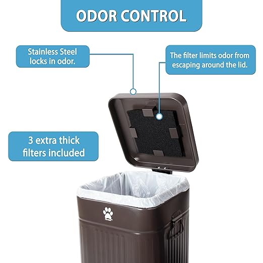 Dog Poop Trash Can Outside - Outdoor Dog Waste Trash Can with Lid - Odor Proof Waste Station Container for Backyard - 12L/3.2Gal (Mulch)