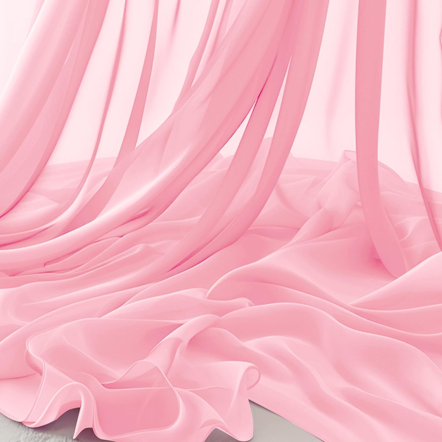 Horbaunal Light Pink Chiffon Fabric by The Yard, 1 Yard Continuous Sheer Fabric 59" Wide Soft Draping Fabric for Wedding Arch Draping Party Backdrop DIY Sewing