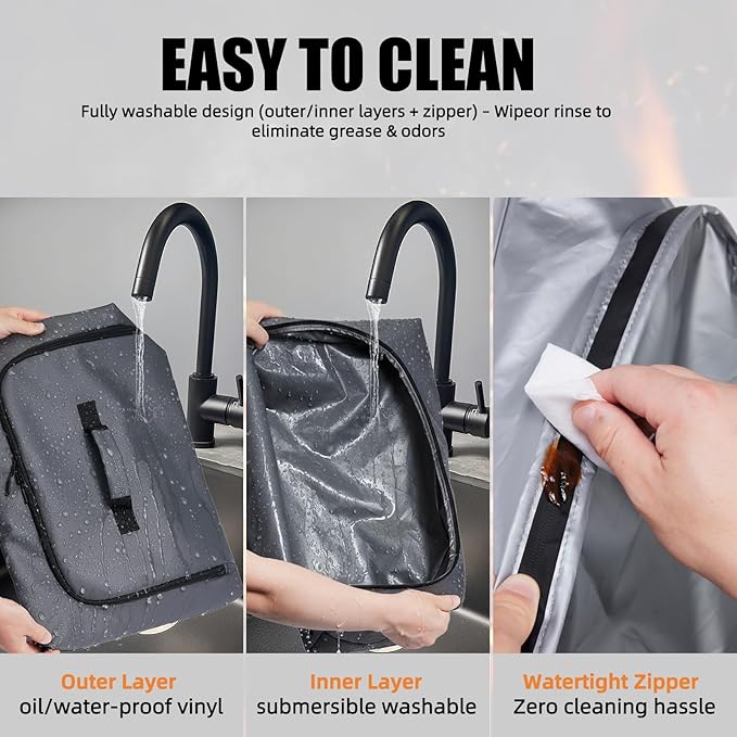 23" BBQ Blanket for Resting Meat, Washable Smoker Accessories for Men, Leak-Proof Insulated Meat Resting Bag, 270° Top Opening for Large Briskets, Grilling Gifts for BBQ Lovers