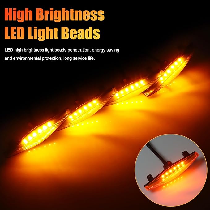 4 PCS Grill Led Lights, Amber Raptoor Grille Lights Plug Play Car Accessories for Toyota 4Runner 2014-2024 TRD Pro Grille and 2014-2019 SR5, Premium, Limited, TRD Off-Road (Amber)