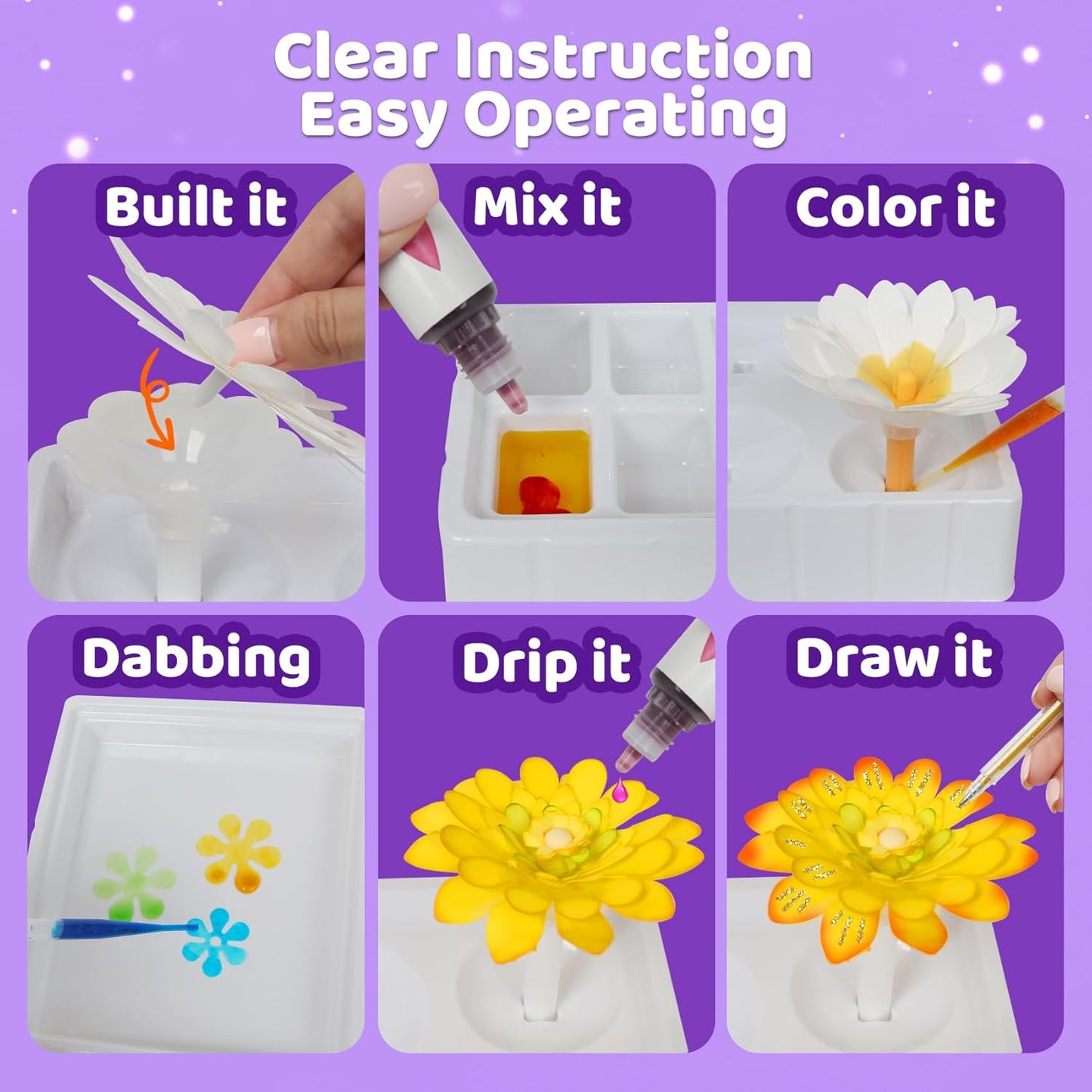 Arts and Crafts for Kids, Paper Flowers Science Kit Magic Dyeing Flowers Crafting Color Changing Art Project Class Group Activities, Gifts for Birthday Thank You Christmas, Toys for Ages 5-12yrs