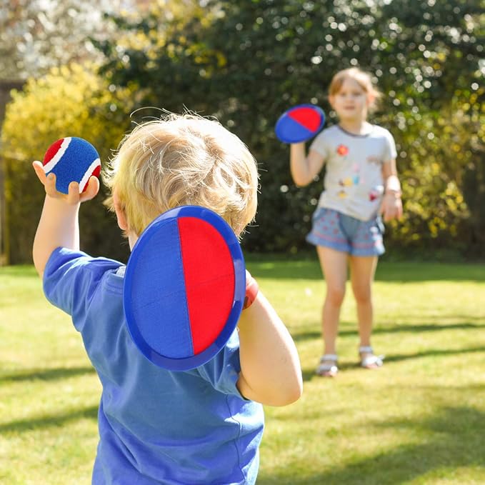 EVERICH TOY Upgraded Toss and Catch Ball Game Set, Kids Toy Stocking Stuffers for Boys Girls Ages 3-12, Includes 2 Paddles 2 Sticky Balls, Water-Resistant Indoor Outdoor Toy for Beach Pool Yard