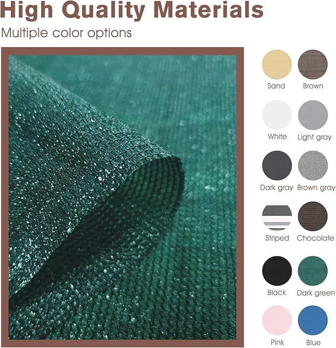 SUNNY GUARD Customized 3'x5' Dark Green Balcony Privacy Screen,91% Shade Apartments Fence Cover,Heavy Duty Mesh Windscreen for Deck,Outdoor,Backyard,Patio