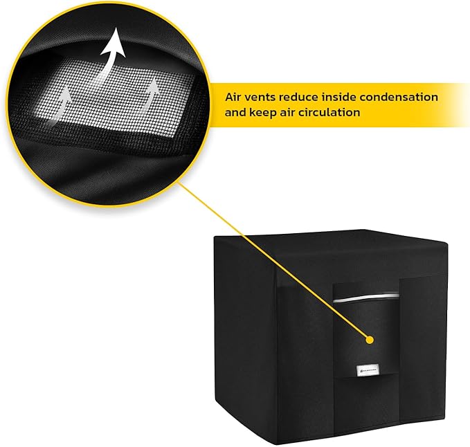 Seal Skin Covers Outdoor Fire Pit Cover – Square 28"L X 28"W X 25”H, Heavy Duty Waterproof Fabric with PVC Coating, Windproof, Tear & Weather Resistant Fire Table Cover for Patio, Black