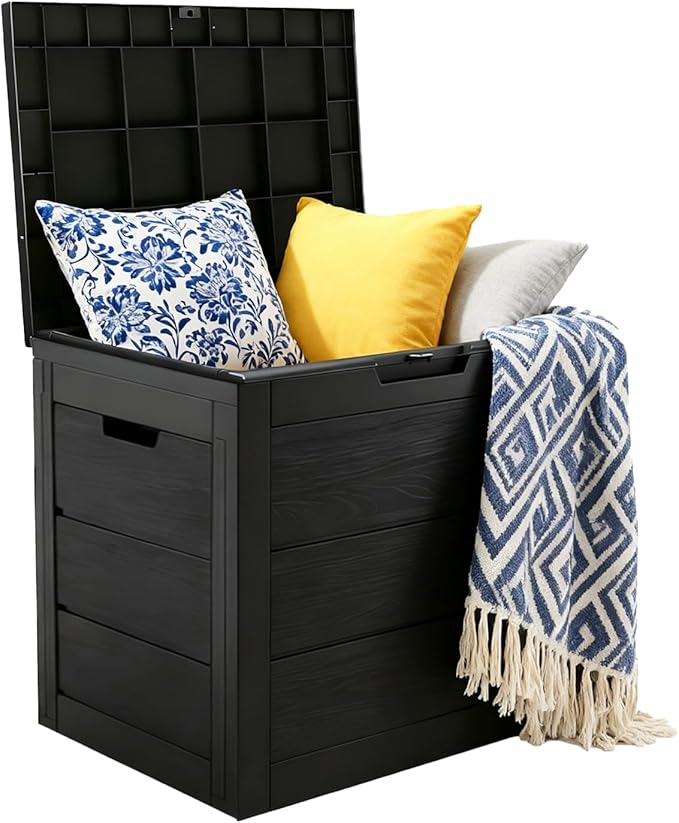 35 Gallon Outdoor Storage Box Waterproof,Deck Boxes Outdoor Waterproof,Resin Deck Box Delivery Boxes for Outside for Package Delivery,Patio Cushions,Gardening Tools,UV Resistant
