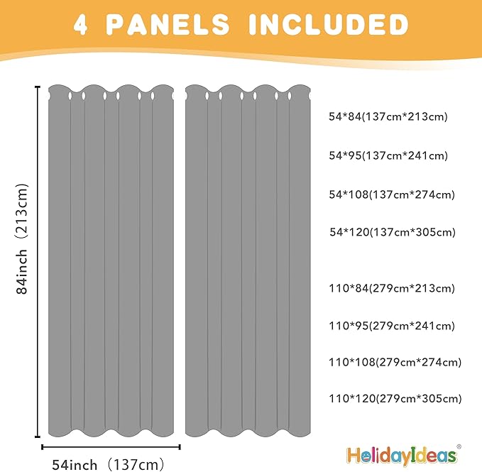 HolidayIdeas Outdoor Curtains for Patio Waterproof-4 Panels 54"x84"-Windproof Weatherproof Privacy Cream Outside Curtains-Grommet Top and Tab Bottom Drape for Gazebo, Porch, Pergola, Cabana, Backyard