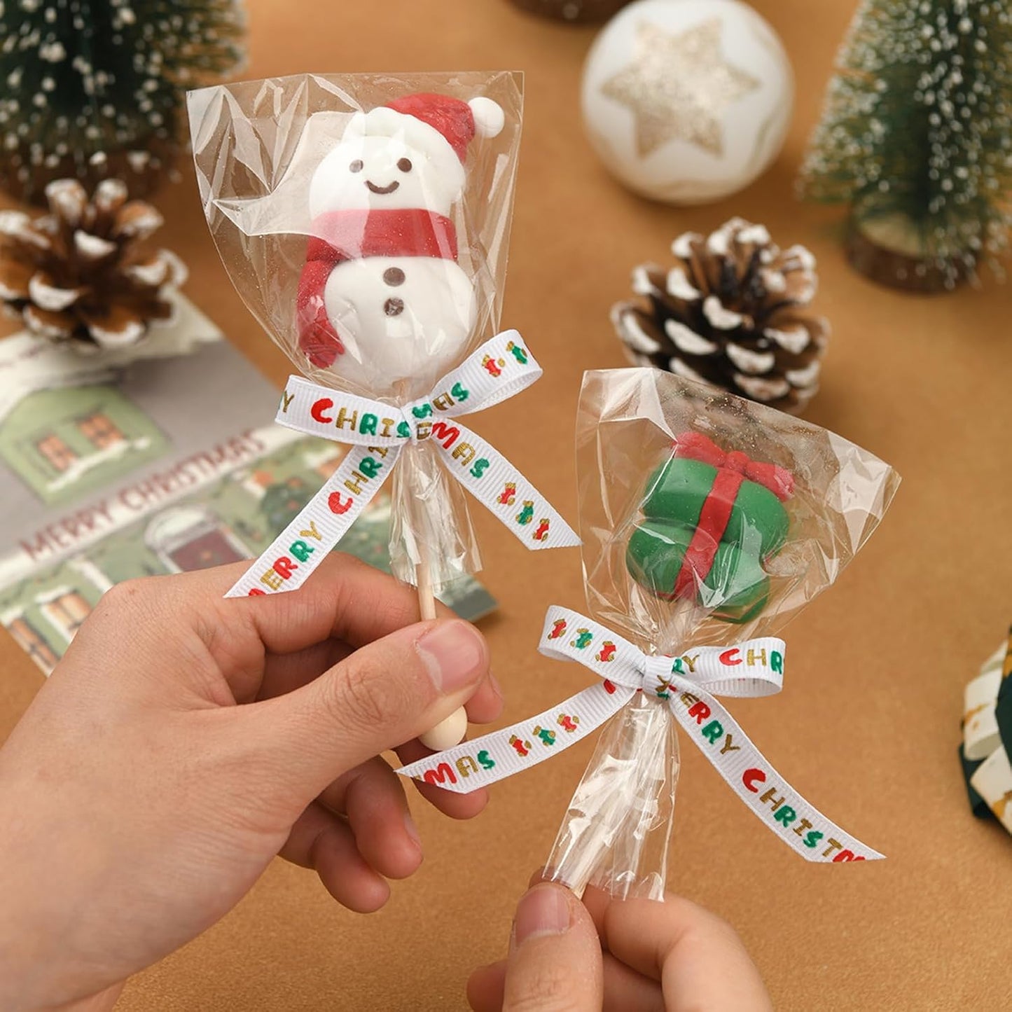 Christmas Gift Wrapping Ribbon, Red, Green, 2 Rolls Printed Grosgrain Ribbons for Crafts, Floral Bouquets, Sewing, Party and Festive Holiday Decor (2 Rolls(White/Red) A, 1 Rolls=3/8in * 10Yards)