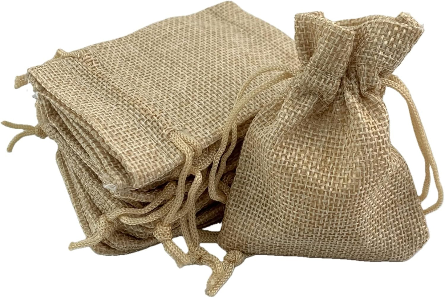 Palmhomee Pack of 25 Burlap Gift Bags with Drawstring Linen Pouches (2.8x3.6 Inch, Ivory) for Wedding, Birthday, Party, Bridal Shower, Baby Shower