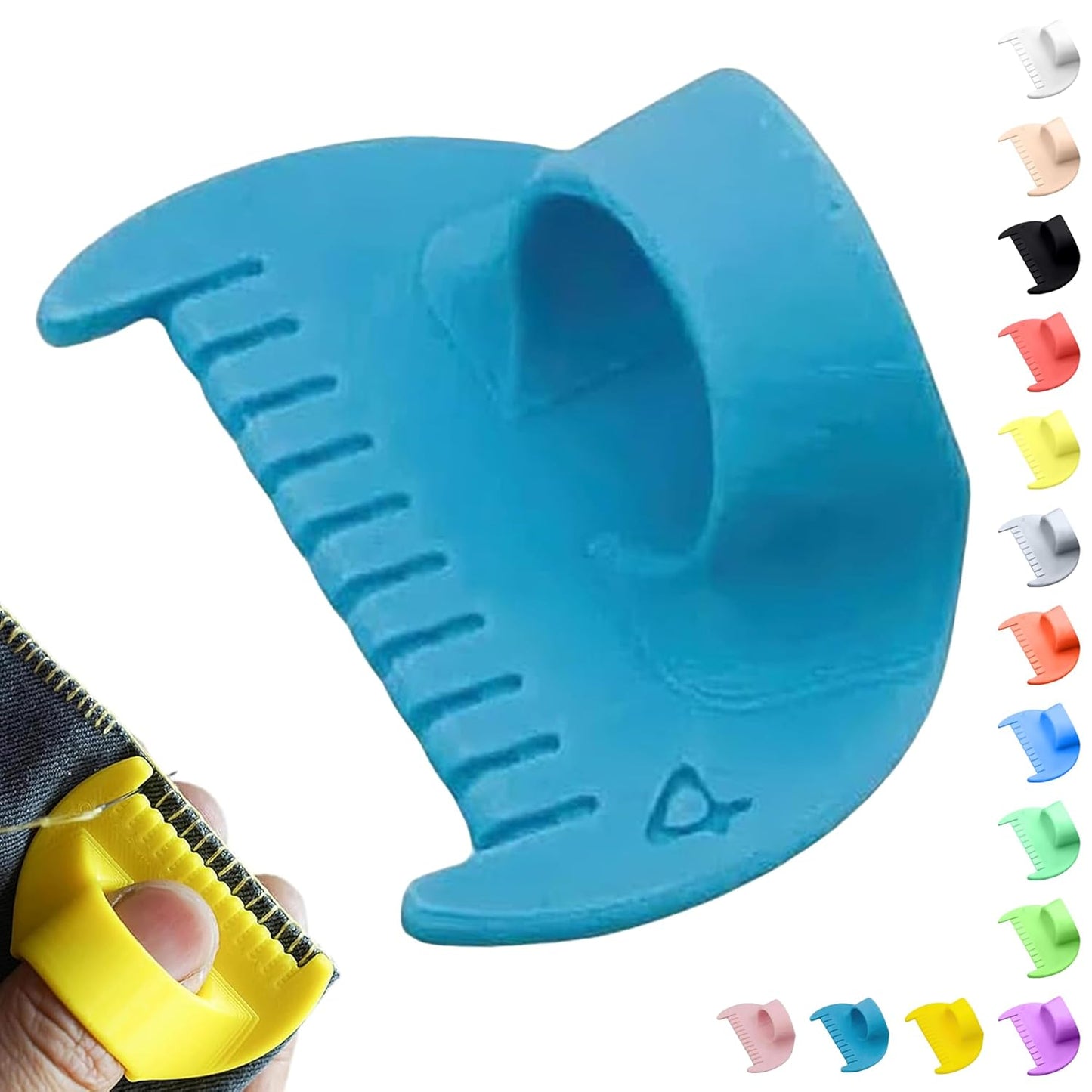 4mm Seam Guide for Hand Sewing Edge Lockranding Tool, Sewing Needle Gauge Measuring Tool, Mini Finger Ruler Kit Ideal for Leather/Fabric/Craft Sew, Blue 1 Pcs