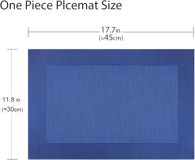 Vinyl Placemats Heat-Resistant Table Mats Washable Easy Clean Plastic Placemats for Dining Table Set of 4(Blue)