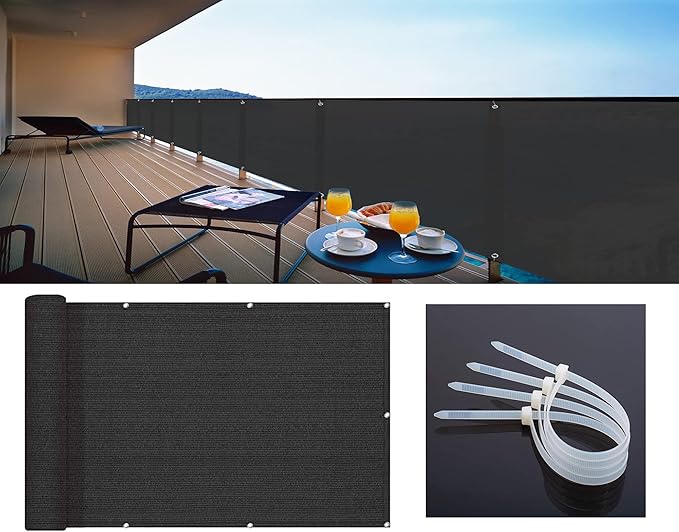 LOVE STORY 3'x115'' Black Balcony Privacy Screen Fence, UV Protection Weather-Resistant 3 FT Height Shield for Deck, Patio, Backyard, Outdoor Pool, Porch, Railing