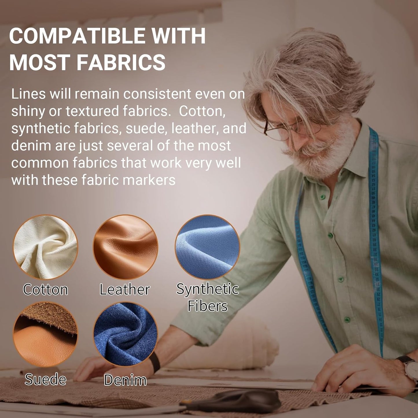 (2-pack) Fabric Chalk Markers -Erase Tailor’s Chalk for Quilting and Sewing - Compatible with Most Fabrics - With Dosing Wheel Technology, Blue & White