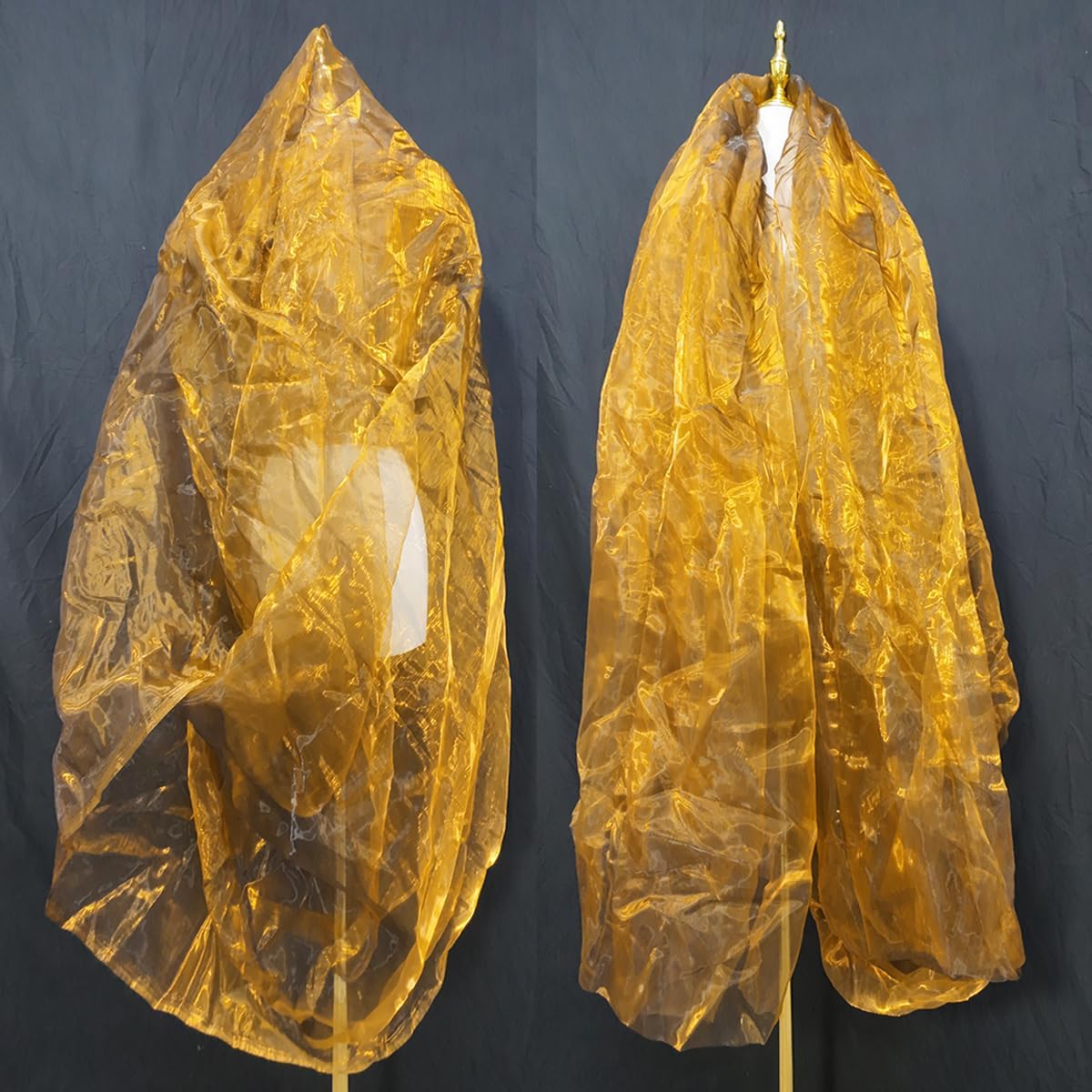 Two-Tone Iridescent Holographic Organza Fabric - 5.5 Yards | Lightweight Sheer Gauze Voile Tulle | for Dresses, Party Decor, DIY Crafts, Shiny Backdrops(Dull Gold)