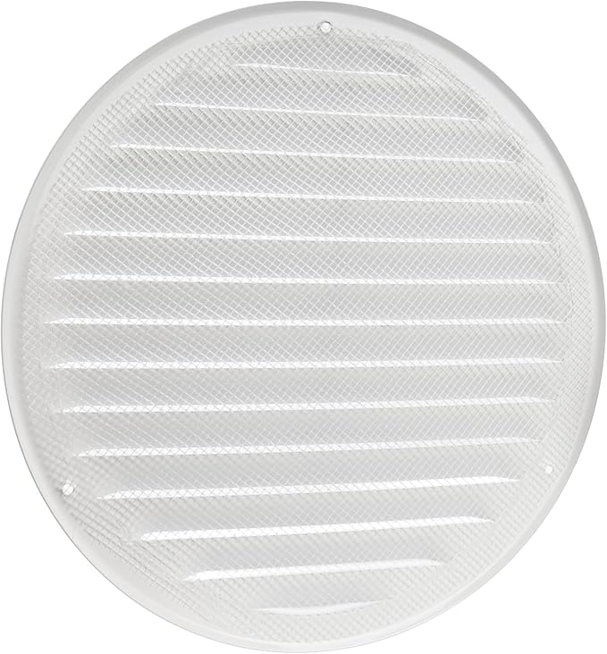 Vent Systems 8" White Soffit Vent Cover - Round Air Vent Louver - Grill Cover - Built-in Insect Screen - HVAC Vents for Bathroom, Home Office, Kitchen