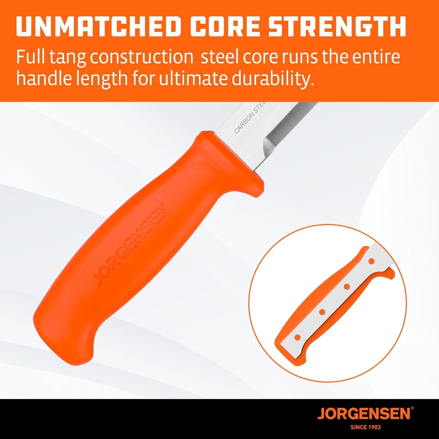 Jorgensen Wood Chisel Knife with Sheath, Wood Chisel for Woodworking with Ergonomic Handle, SK5 Carbon Steel Blade, Full Tang Design, for Carving, Whittling, Splitting