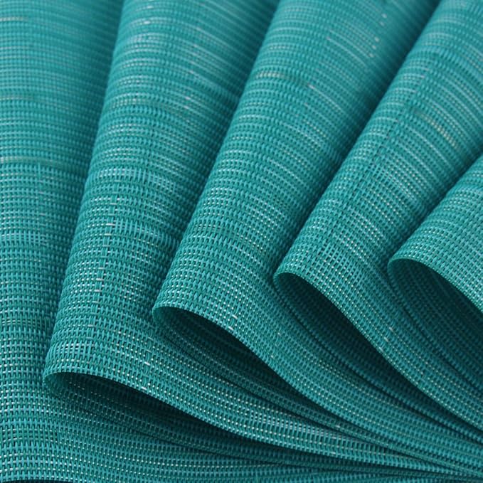 Plastic Placemats,Non Slip Washable Placemats for Dining Table Wipe Clean Table Mats Set of 6(Cyan Blue)