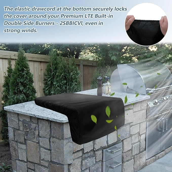 Burner Cover for Lynx Power Burner Built-in Natural Gas Griddle,Heavy Duty 600D Waterproof Burner Cover with Plush Lining,Suitable 26''L x 20''W x 13''H,Black