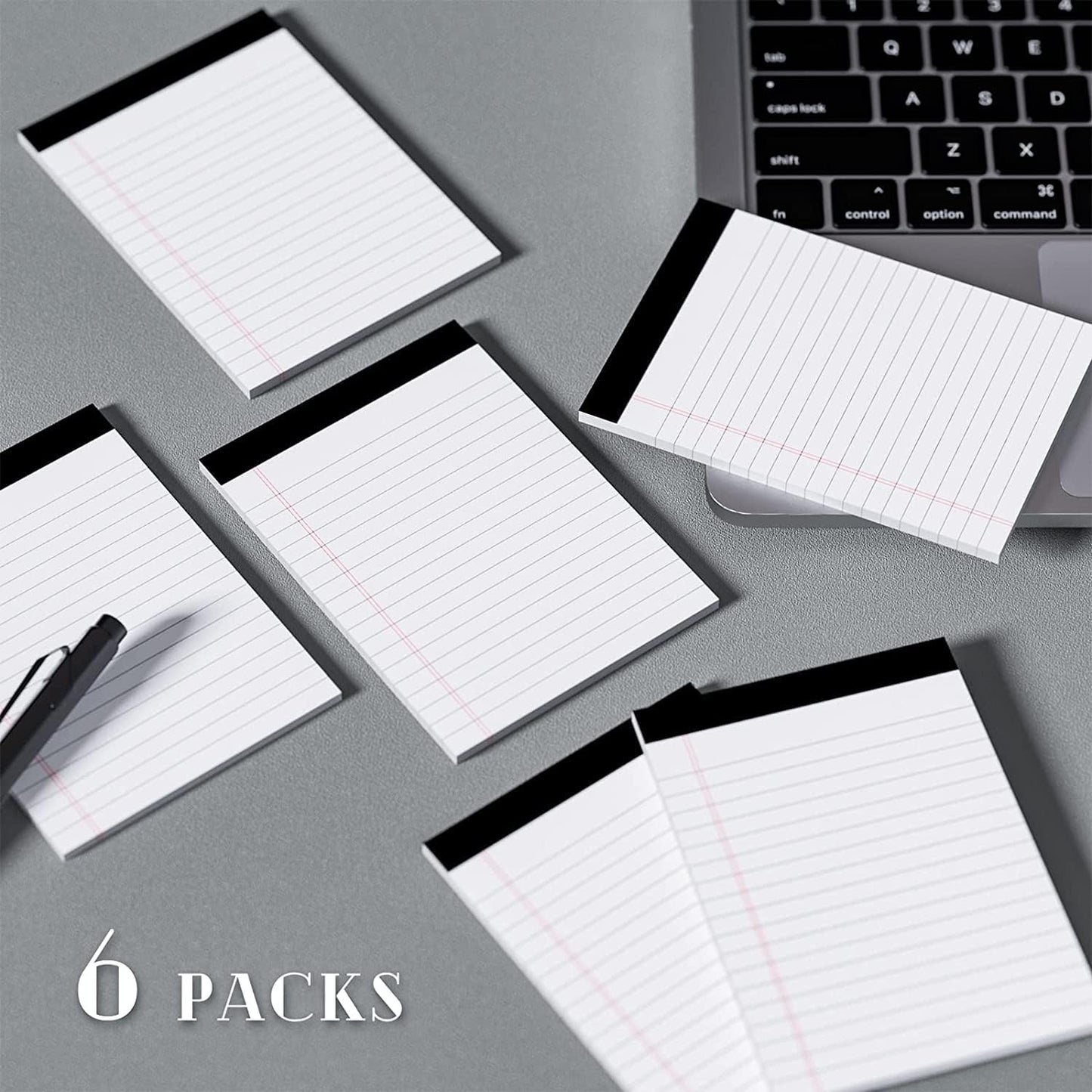 Legal Pads 4x6 with 18-Line College Ruled Small Legal Pads 6 Packs of Mini Legal Note Pads Non-Penetrating Paper, Perforated Writing Pad for School, Office, Business